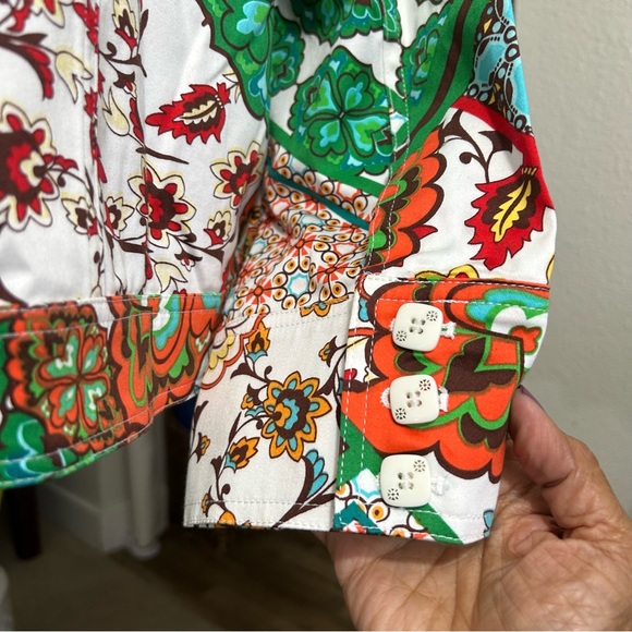 DRAPER’S & DAMON’S Petites Colorful Floral Patchwork Mandarin Collar Jacket PXL - Picture 7 of 12